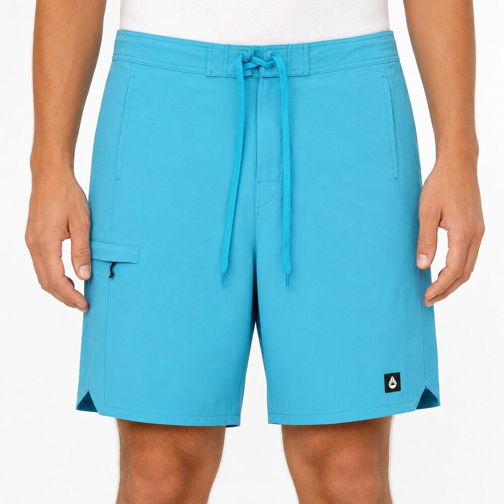 NEW O'Rageous Board Shorts Stretch Men Large Aqua Pockets Drawstring 11" Inseam